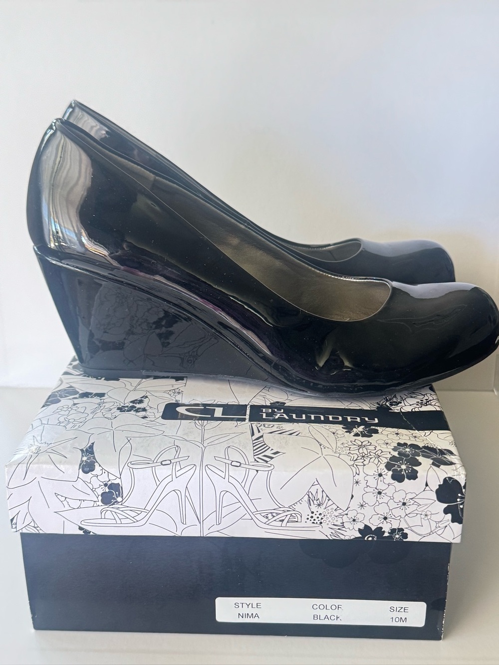Chinese Laundry Black Patent Wedge “Nima”  Heels various sizes NIB